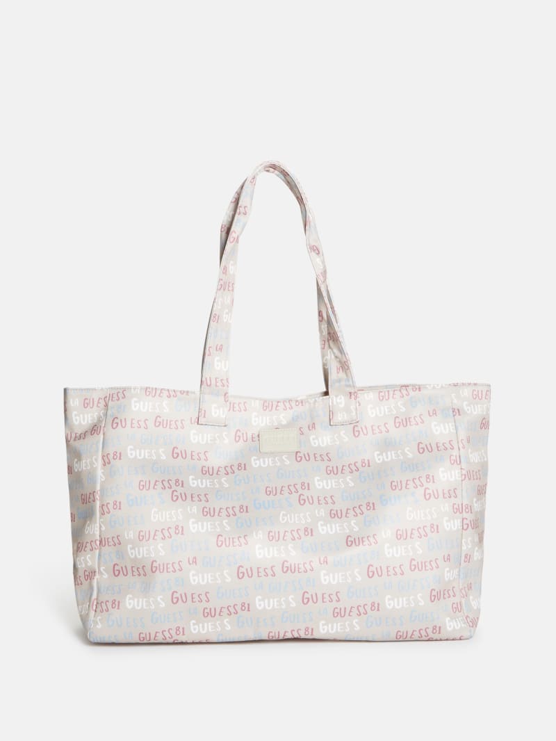 Rainbow Logo Canvas Tote | GUESS Factory