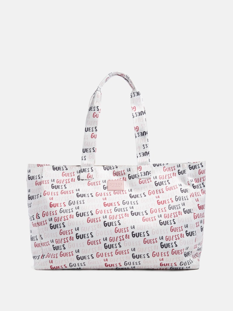 Rainbow Logo Canvas Tote GUESS Factory
