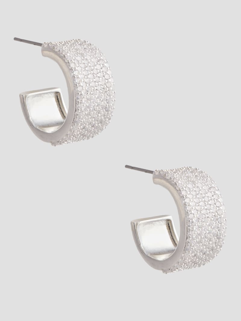 Silver-Tone CZ Hoop Earrings