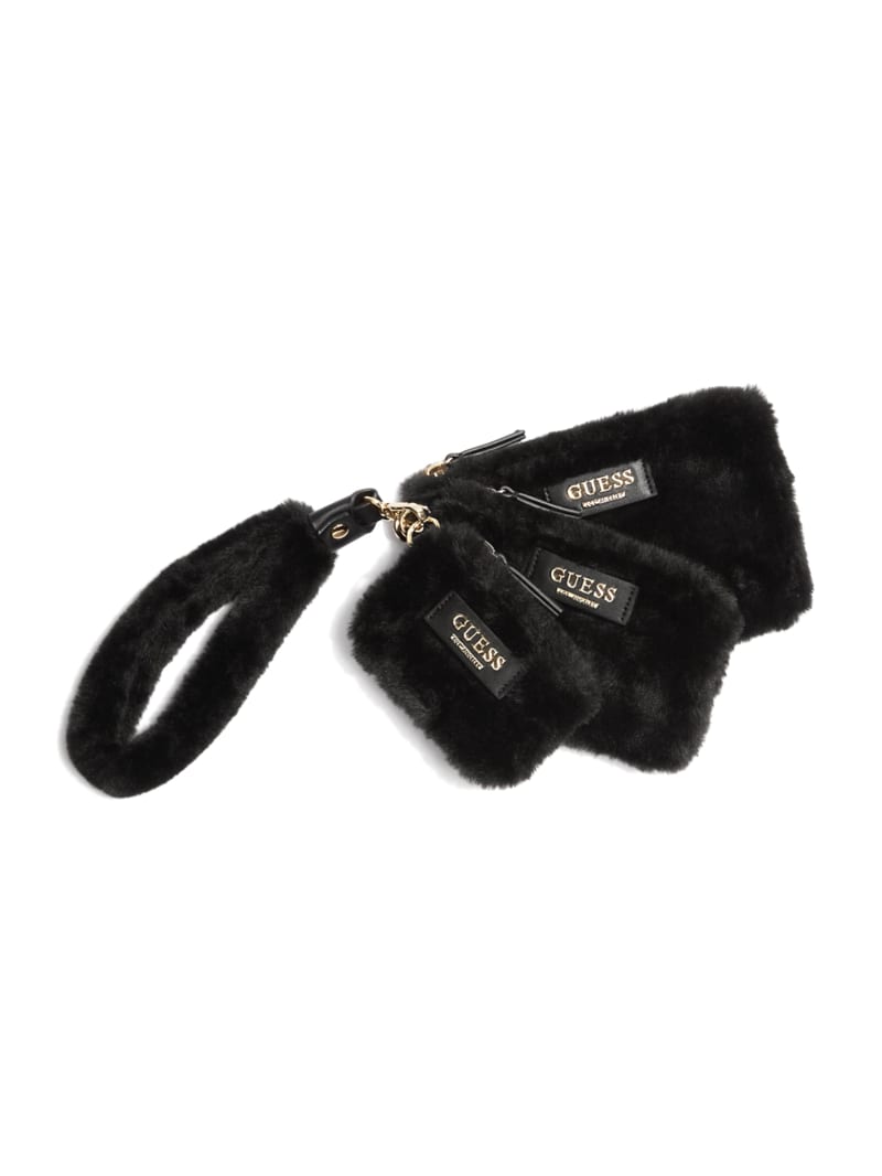 Factory Faux fur 3 piece Wristlet Set Black