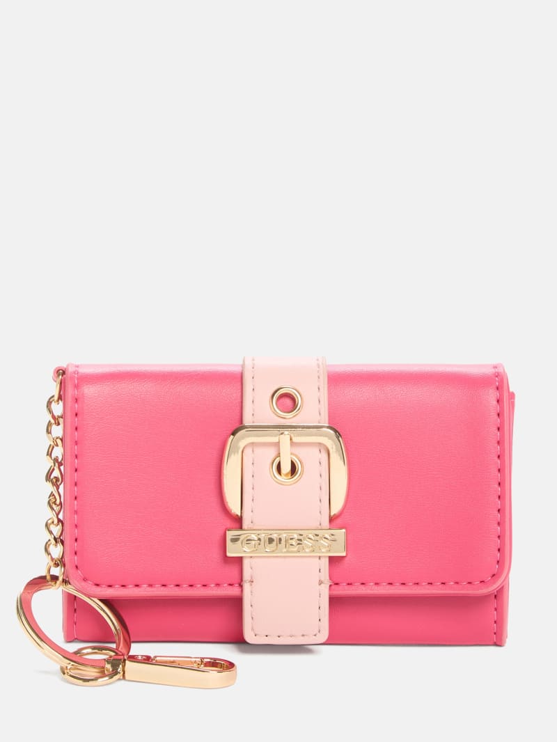 ☆CARLYN☆ POZE CHAIN WALLET MINI BAG カードケース Belted Fold-Over Card Case Keychain | GUESS Factory