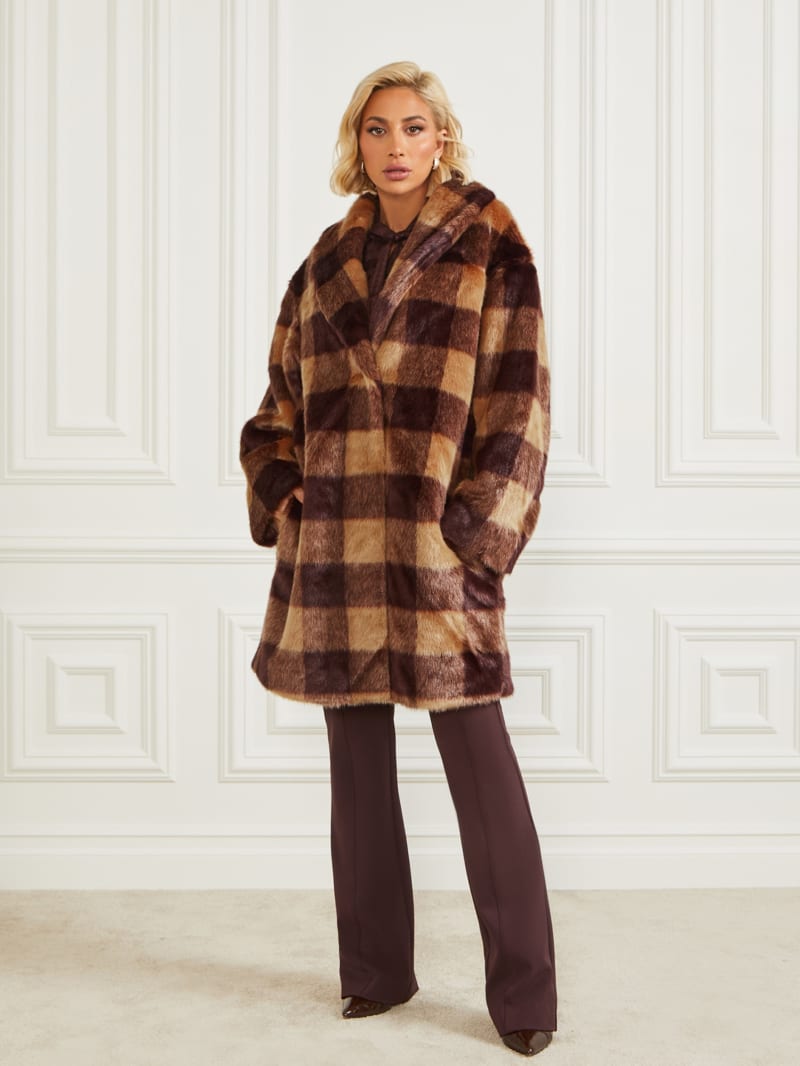 Guess plaid coat store