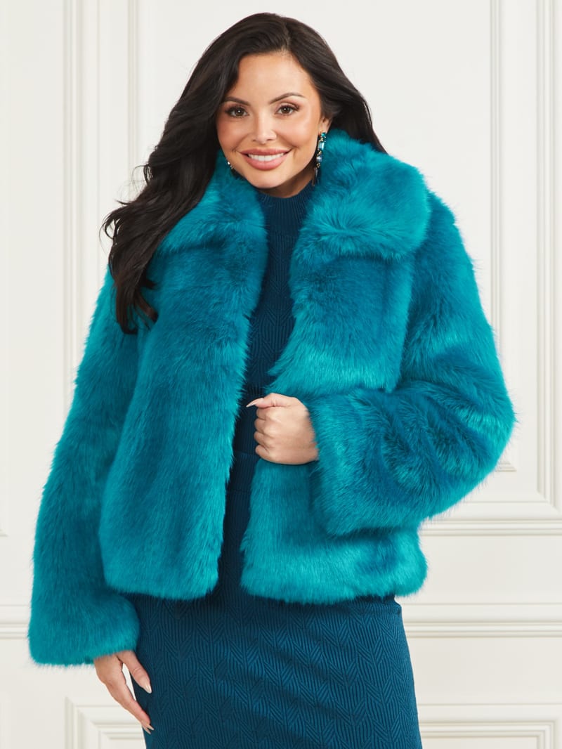 Guess faux fur skirted coat top