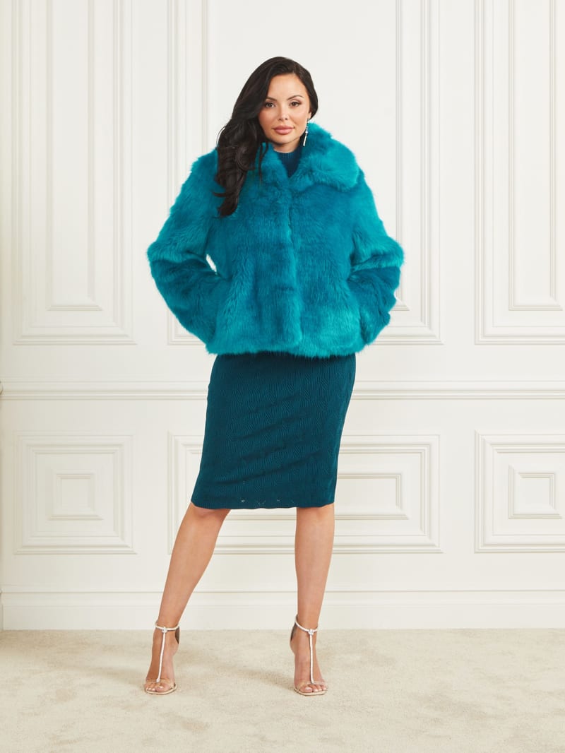 Guess faux fur skirted coat top