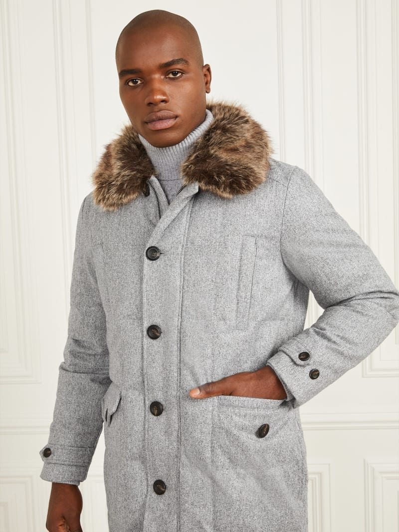 Guess twill asymmetrical fit and flare coat on sale
