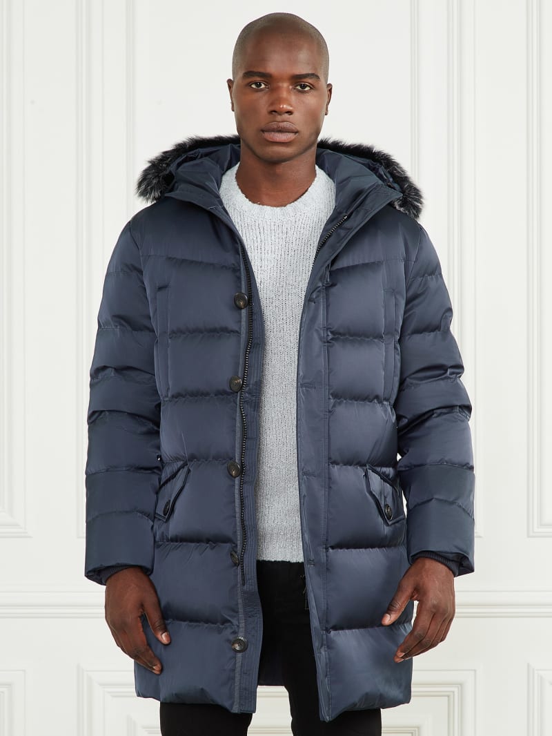 Calvin klein hooded long down jacket clearance