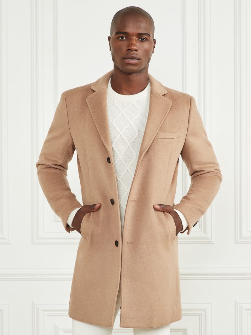 Single breasted cheap wool blend coat