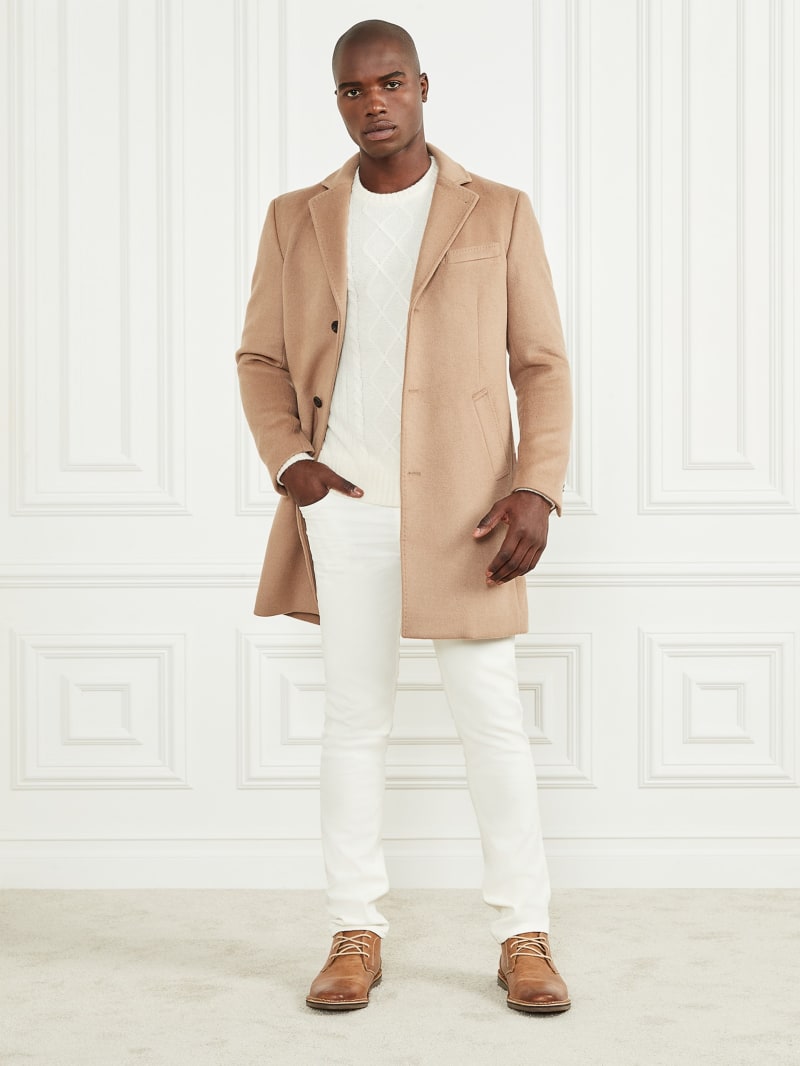 Single Breasted Wool Blend Coat