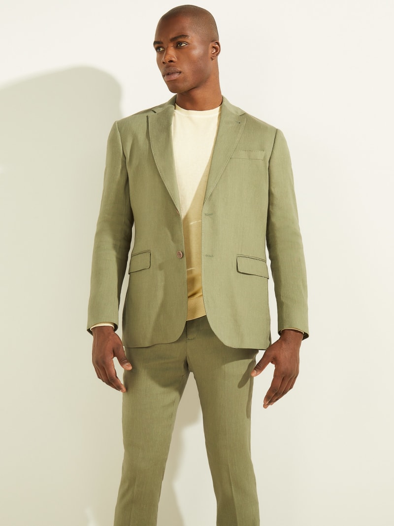 Green linen blazer hot sale
