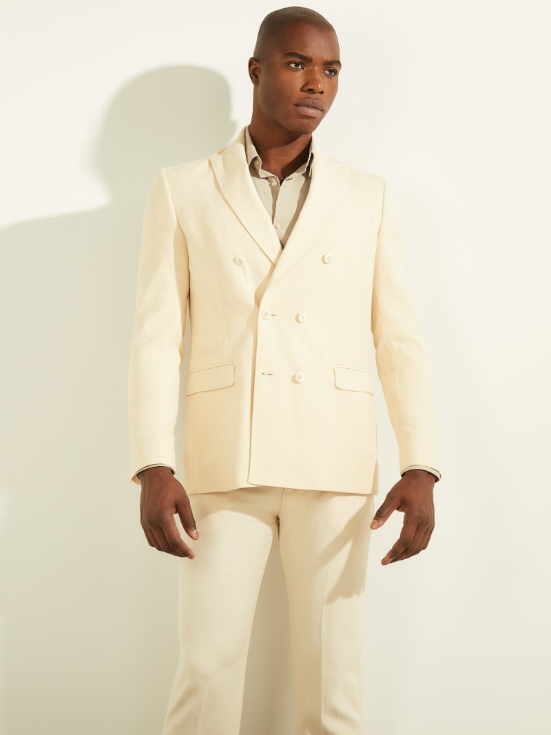 Cream double breasted blazer mens discount