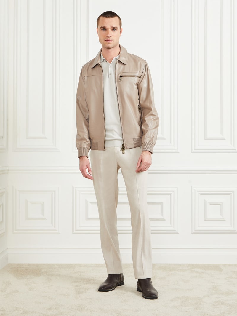 Guess cream leather jacket shop