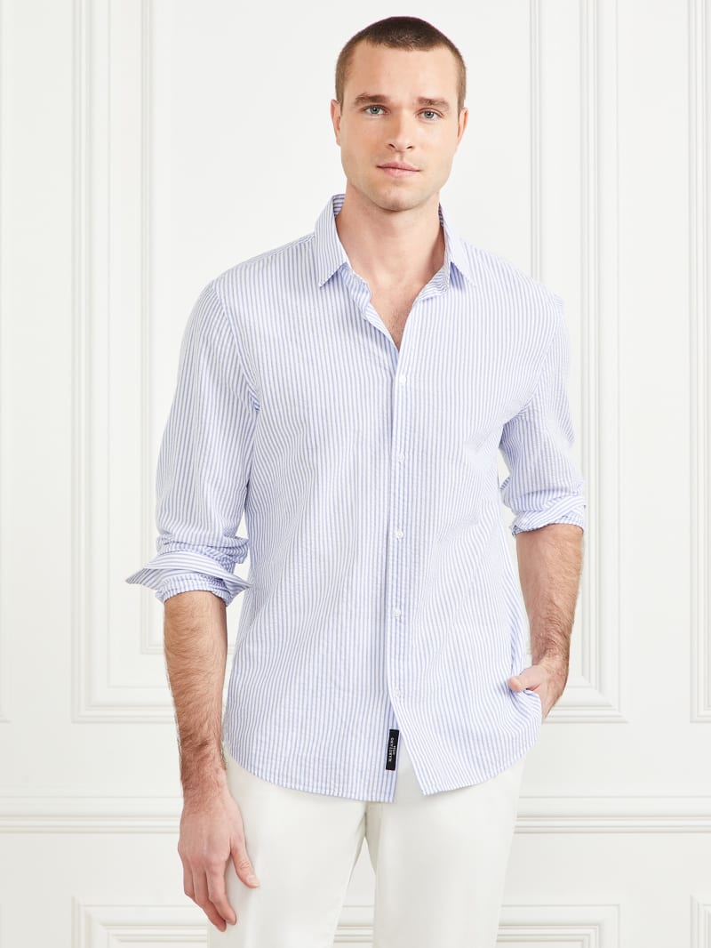 Seersucker Italian Notched Cuff Shirt | GUESS