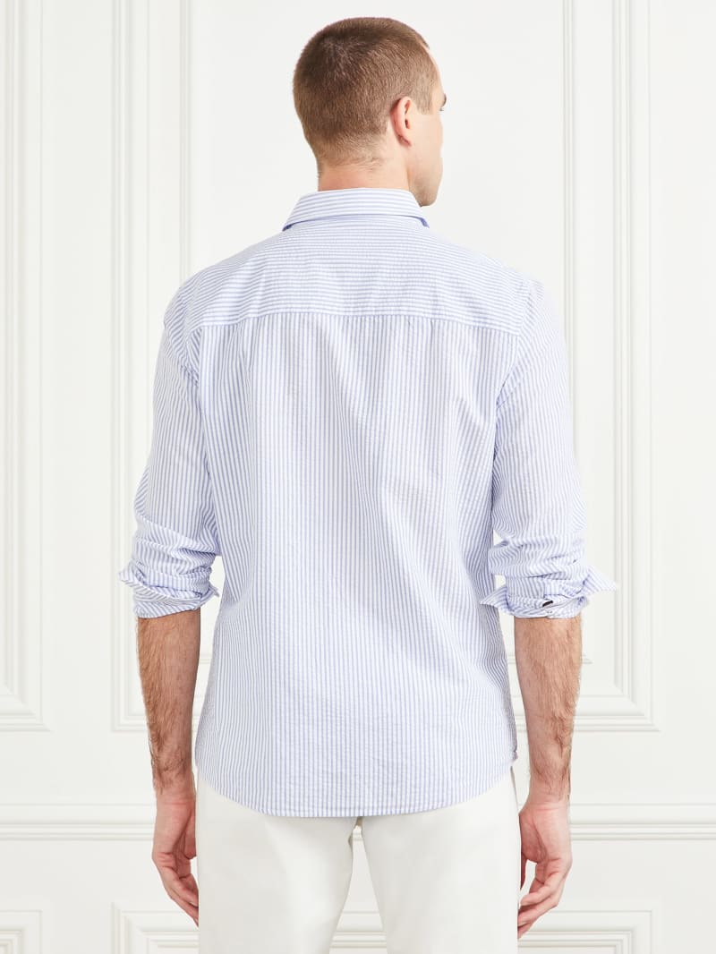 Seersucker Italian Notched Cuff Shirt | GUESS