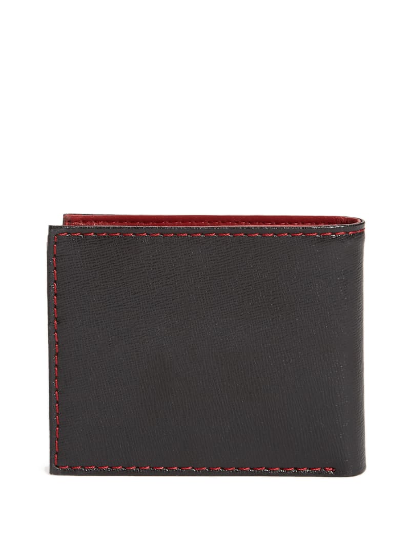 Men's Bifold Black Red Leather Guess Wallet