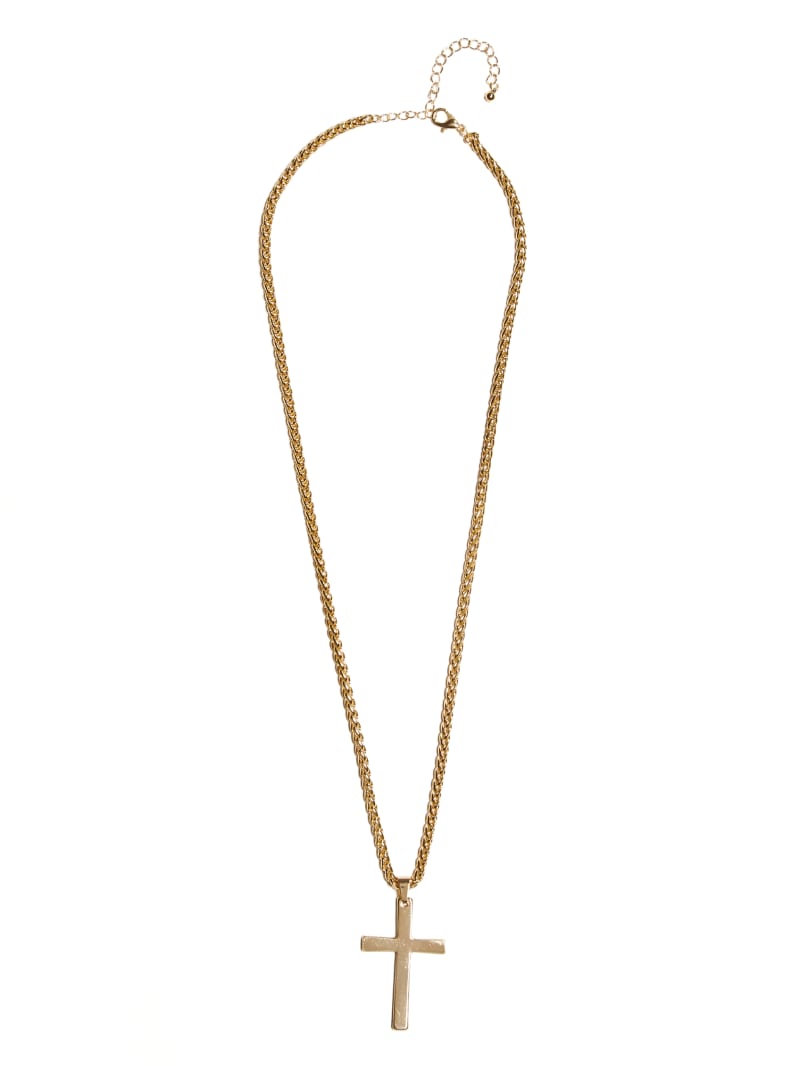 Gold Tone Cross Necklace Guess