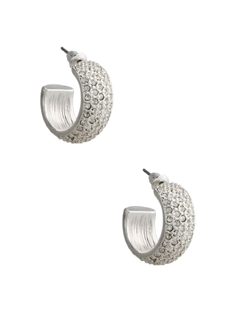 Silver-Tone Rhinestone Hoop Earrings