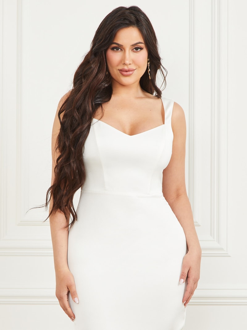 Plus size sale white satin dress