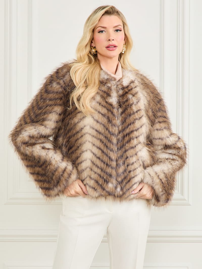 Guess dessie faux fur jacket cheap