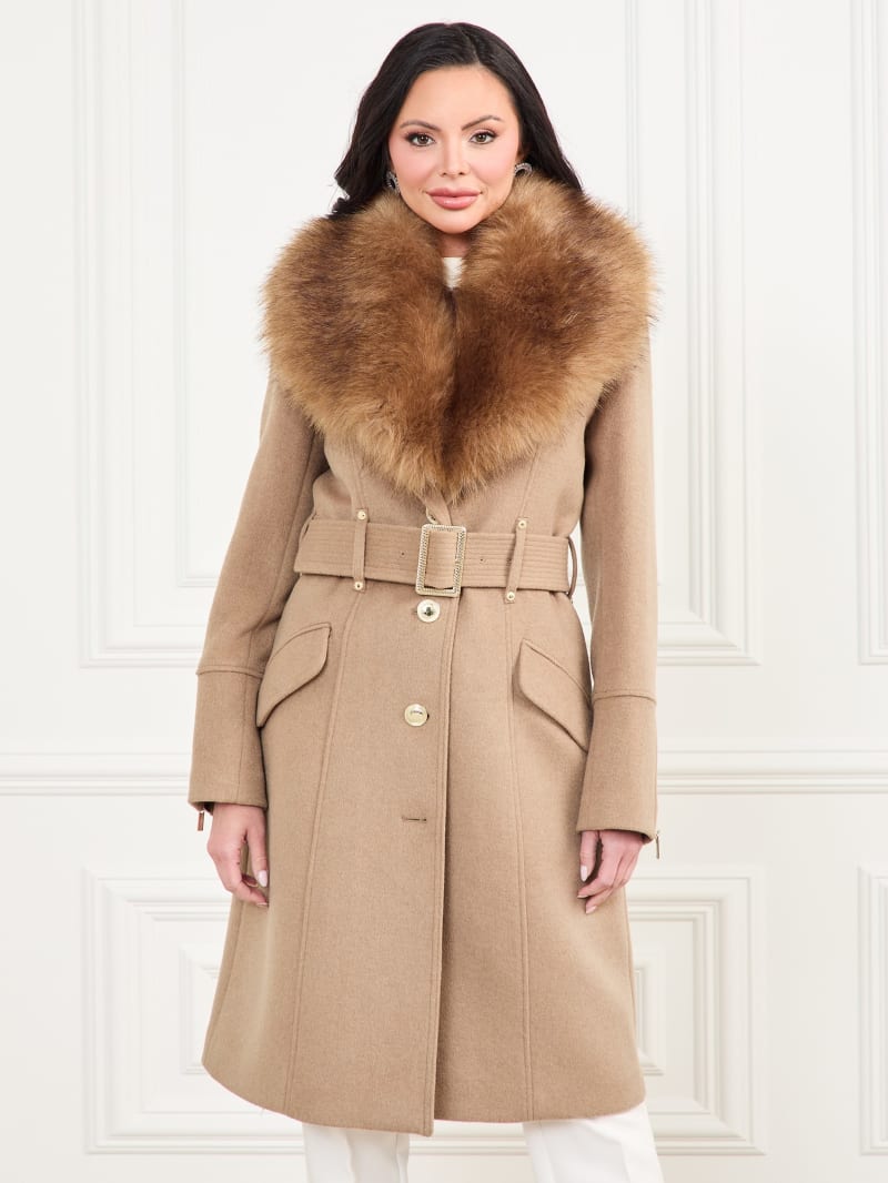 alice faux fur jacket - Beige Melange