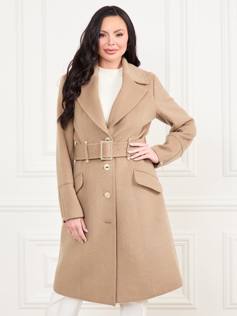 Guess textured asymmetric zip wool blend coat hot sale