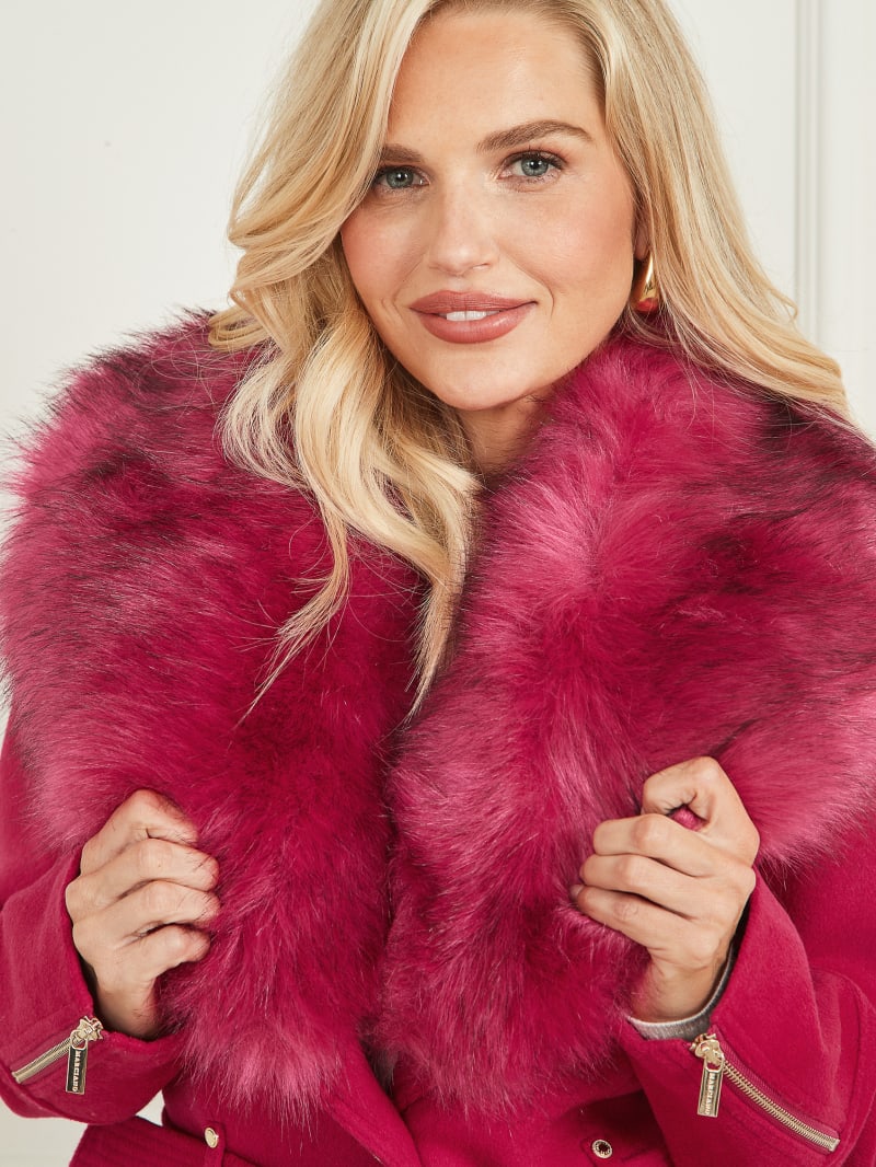 Guess pink cheap fur coat