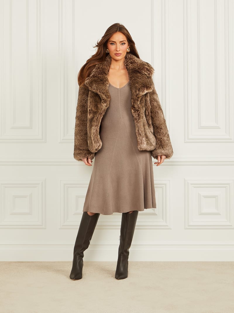Fur coat guess clearance