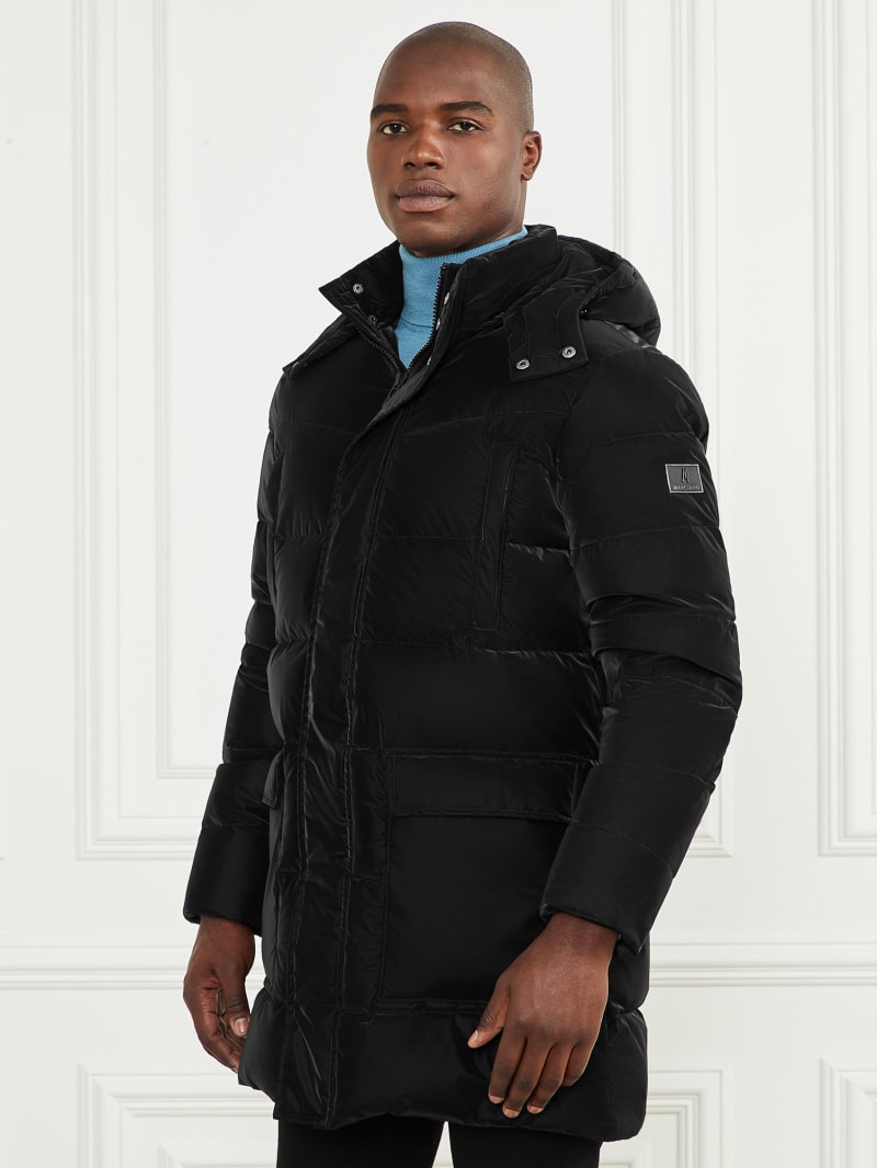 Bettex hooded belted quilted shell down jacket