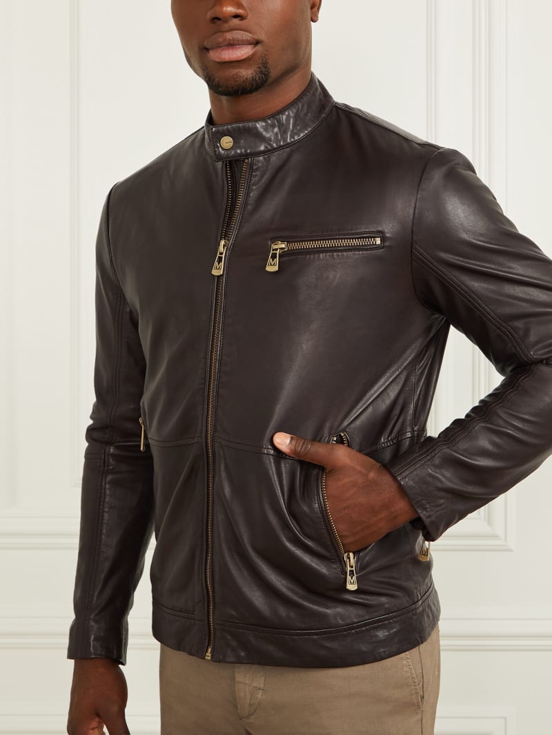 Genuine Leather Biker Jacket GUESS Canada