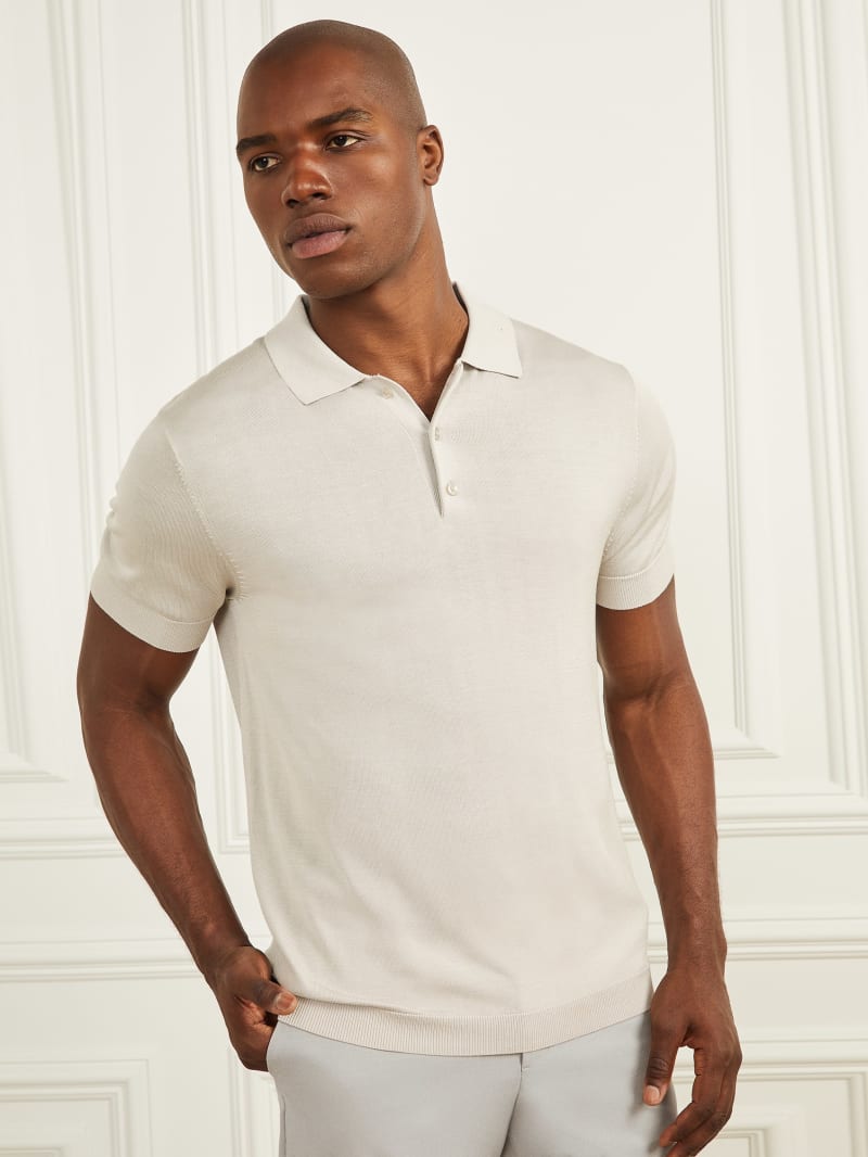 Silk knit polo shirts deals