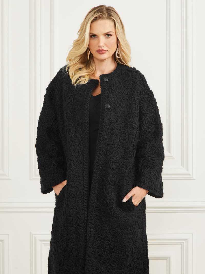 Manteau à mélange de laine tressé
