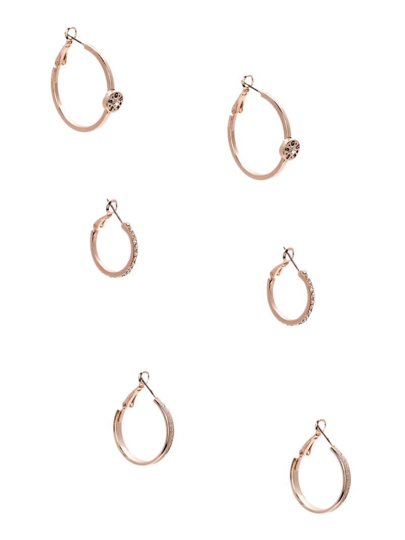 Rose Gold-Tone Logo Hoop Earrings Set