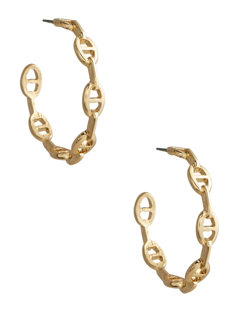 Multi-Tone Chain Hoop Earrings Set