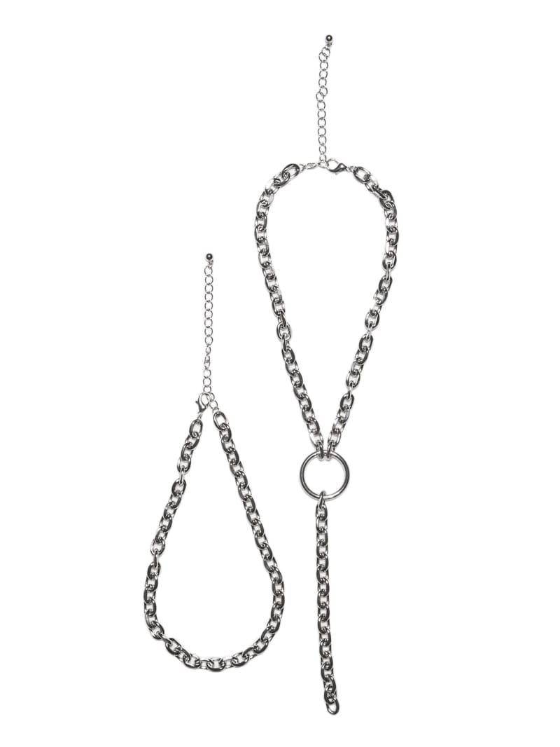 Silver-Tone Chunky Chain Y-Necklace