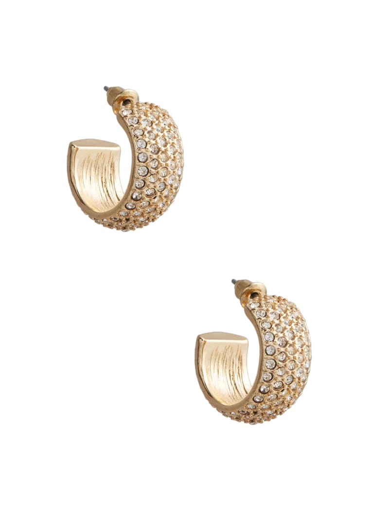 Gold-Tone Rhinestone Hoop Earrings