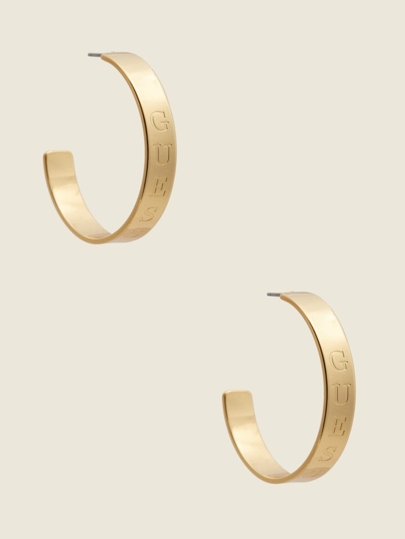 Gold-Tone Logo Engraved Hoop Earrings