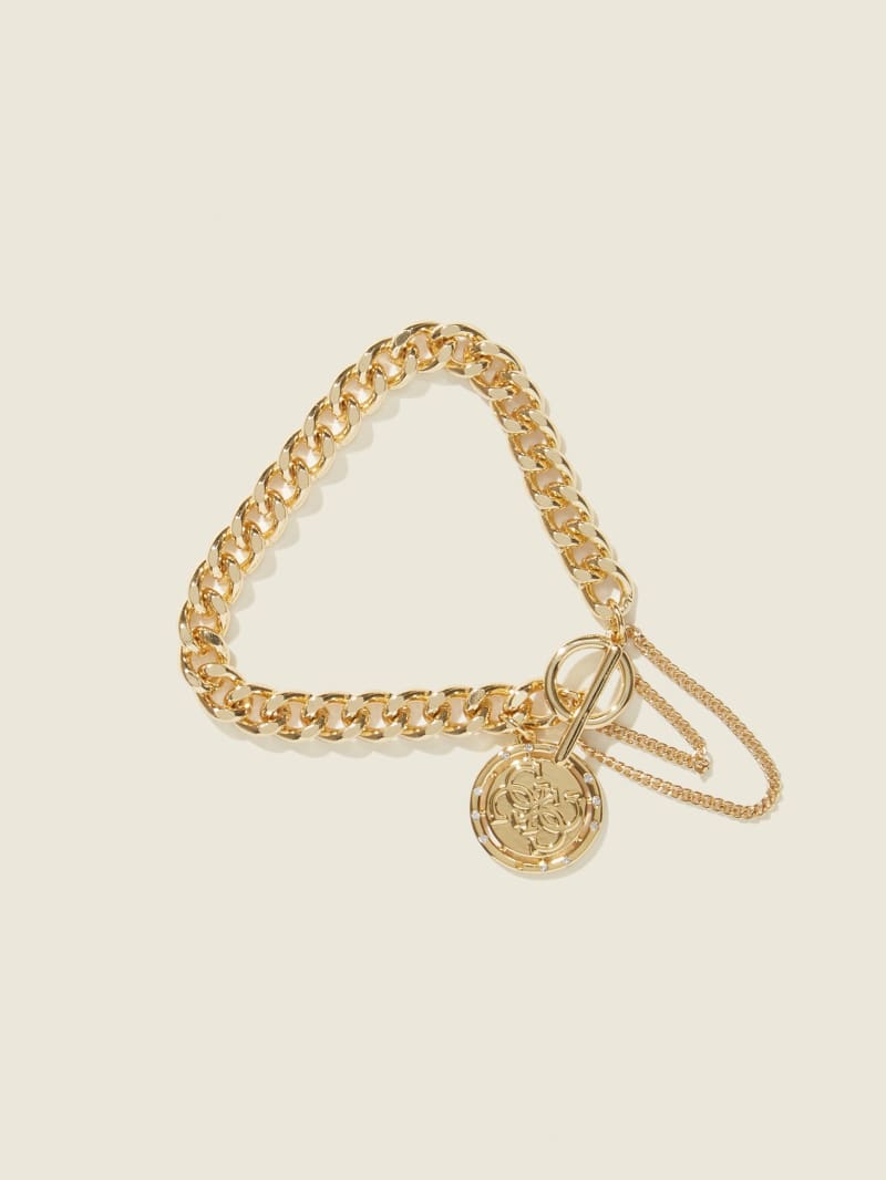 Gold-Tone Logo Charm Bracelet