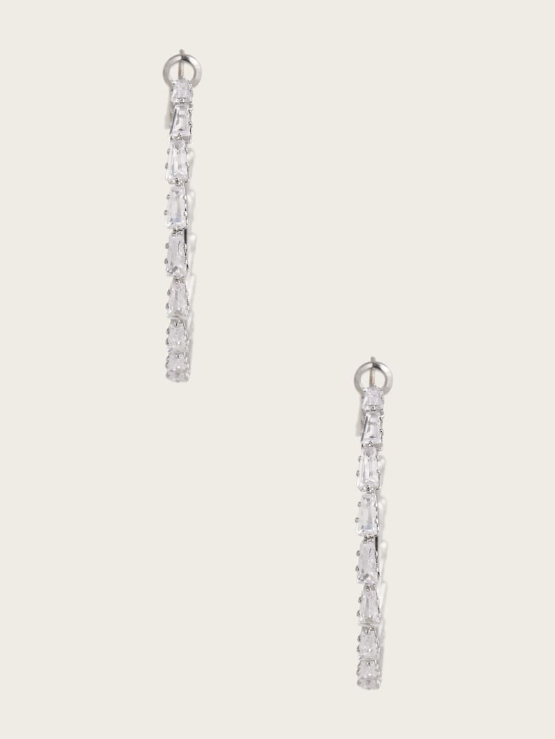 Rhodium Plated Large Crystal Hoop Earring