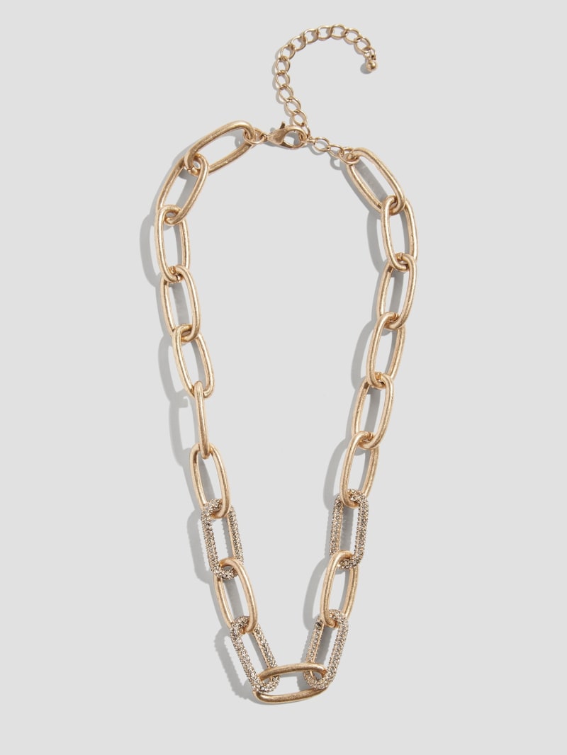 Gold-Tone Pavé Paperclip Necklace