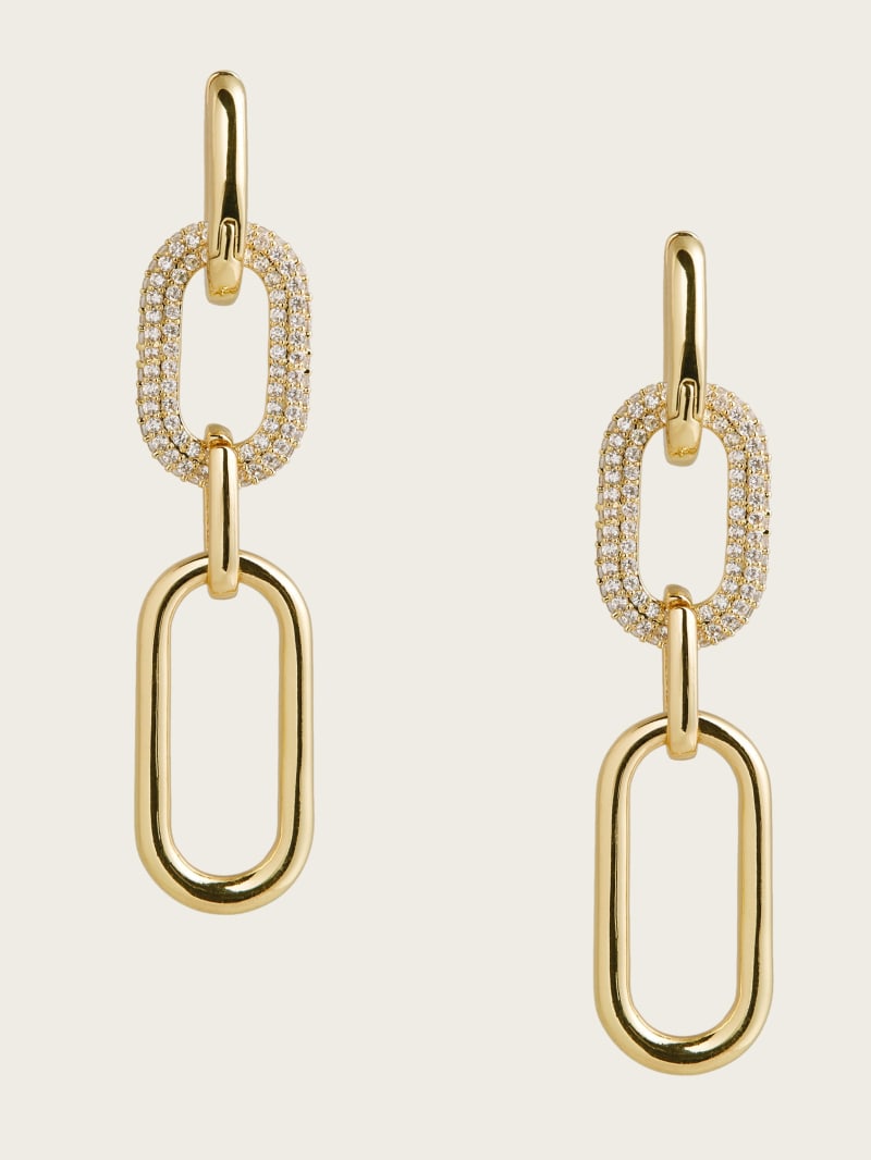 14K Gold-Plated Pave Paperclip Earring