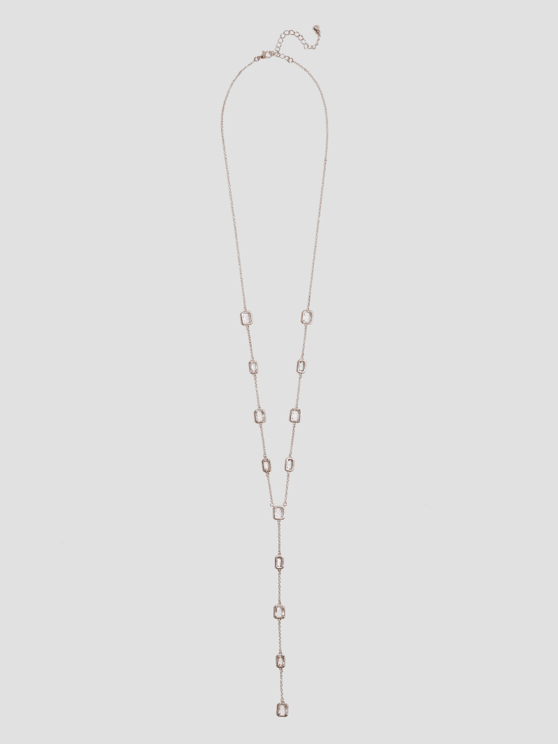Rose Gold-Tone Crystal Y Necklace