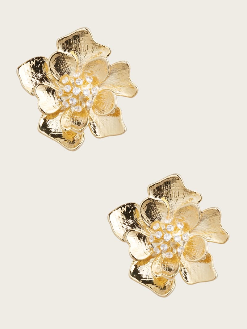 Gold floral earrings deals