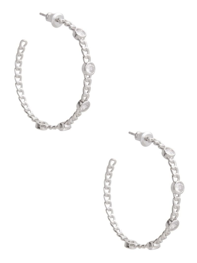 SilverTone Crystal Chain Hoop Earrings GUESS Canada