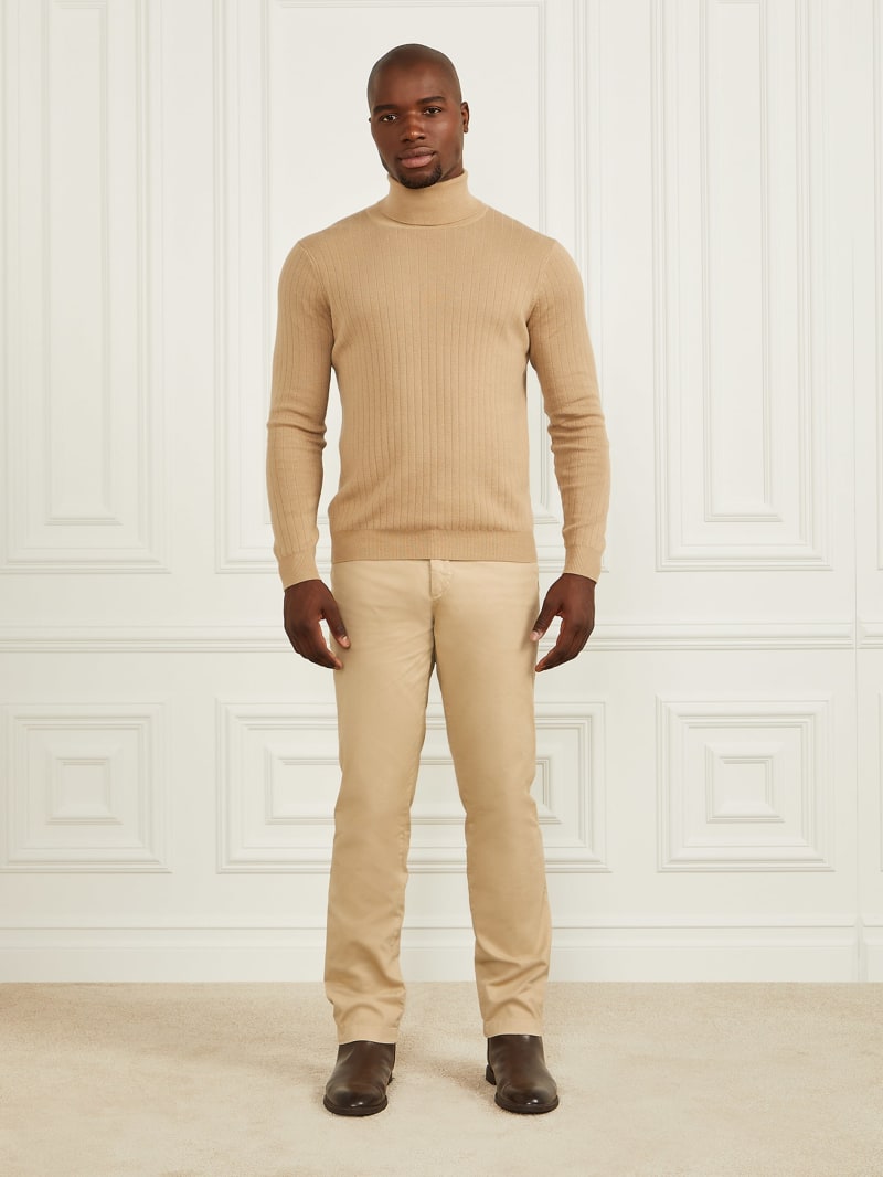 Turtleneck Wool-Blend Ribbed Sweater