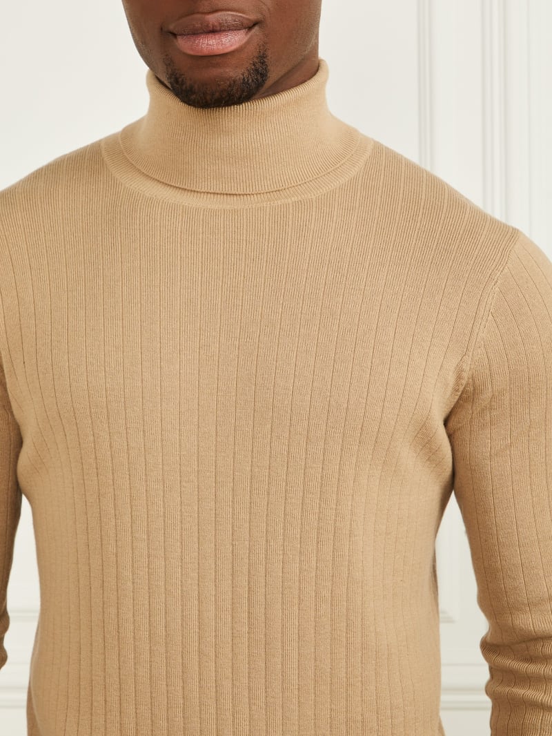 Turtleneck Wool-Blend Ribbed Sweater | GUESS