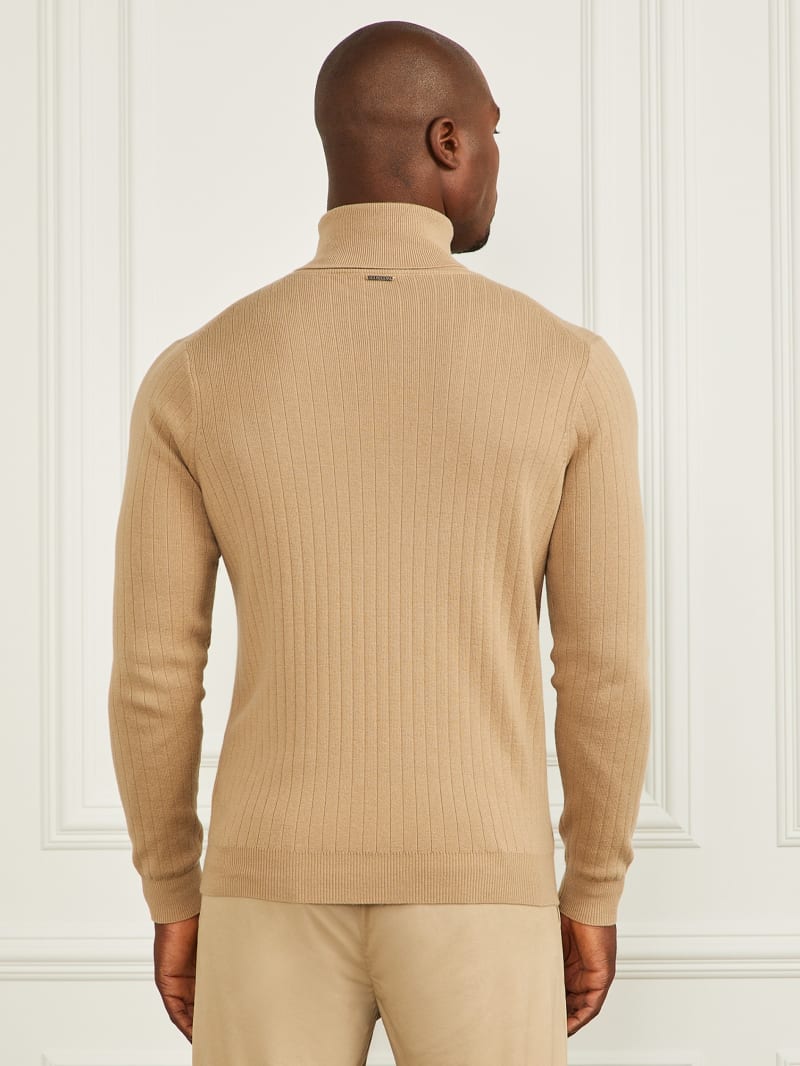 Turtleneck Wool-Blend Ribbed Sweater