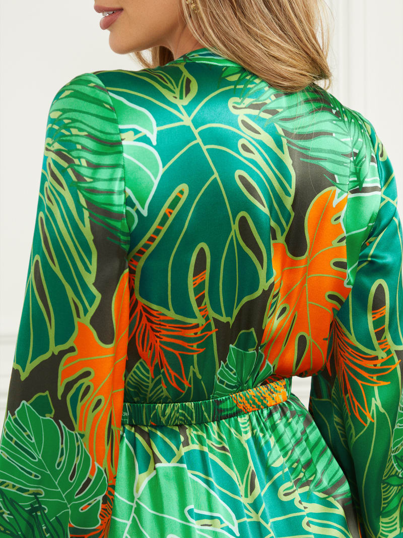 Amazon Leaf Belted Silk Dress | Marciano
