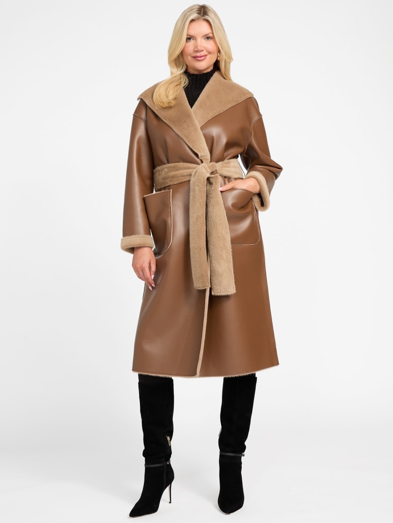 Ines Reversible Faux-Leather Coat