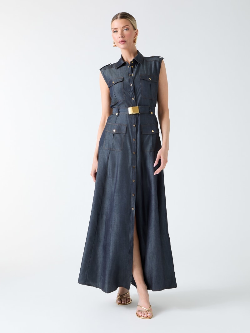 chinese dress ladies Guess Factory Eco Deanna Belted Denim Dress