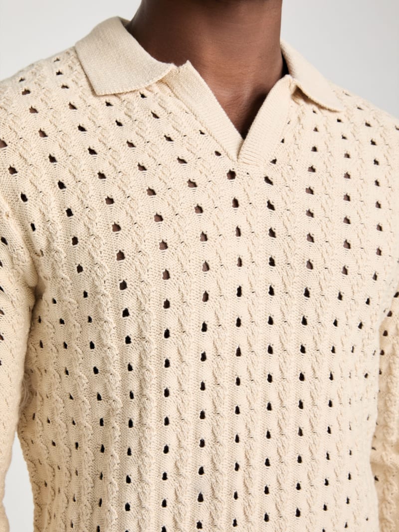 Open-Knit Polo Sweater - thumbnail 3