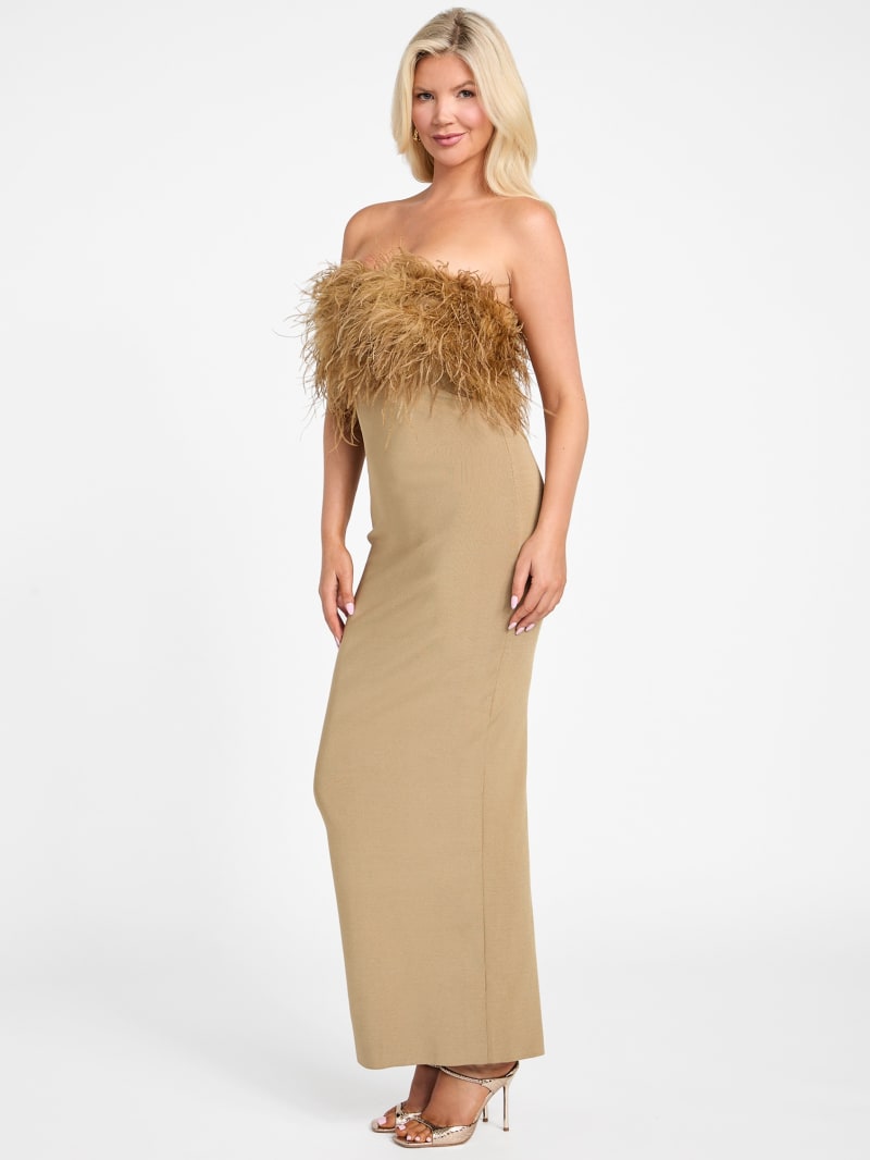Evita Feather Bandage Gown | GUESS